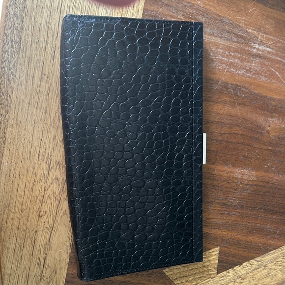Banana Republic Leather Black Textured Clutch with a Silver clasp - Picture 1 of 6